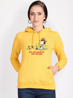 Free Authority - Official Peanuts Graphic Printed Yellow Hoodie