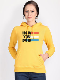 Free Authority - Official Friends Graphic Printed Yellow Hoodie