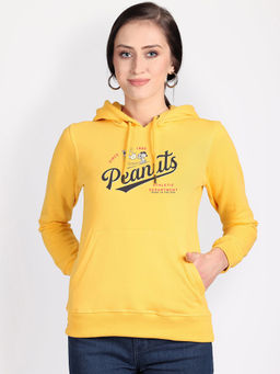 Free Authority - Official Peanuts Graphic Printed Yellow Hoodie