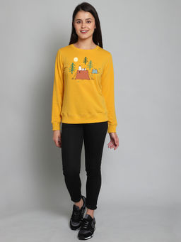 Free Authority - Women Official Peanuts Graphic Printed Yellow Sweatshirt