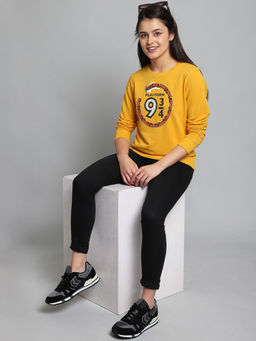 Free Authority - Women Official Harry Potter Graphic Printed Yellow Sweatshirt