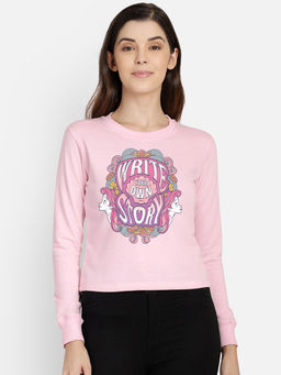 Free Authority - Women Official Disney Princess Graphic Printed Pink Sweatshirt