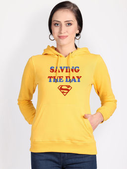 Free Authority - Official Dc Comics Superman Graphic Printed Yellow Hoodie