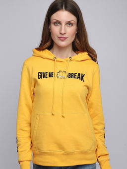 Free Authority - Official Garfield Graphic Printed Yellow Hoodie