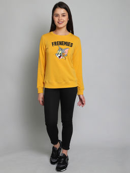 Free Authority - Women Official Tom and Jerry Graphic Printed Yellow Sweatshirt