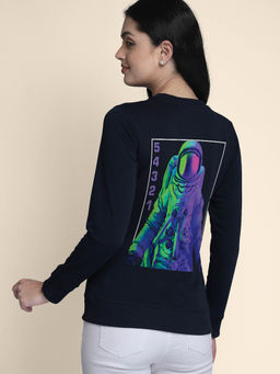Free Authority - Women Official Nasa Graphic Printed Blue Sweatshirt