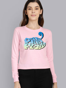 Free Authority - Women Official Pink Floyd Graphic Printed Pink Sweatshirt