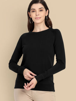 Free Authority - Women Regular Fit Black Sweatshirt