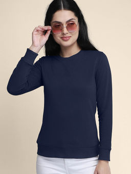 Free Authority - Women Regular Fit Navy Blue Sweatshirt