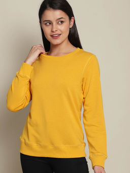 Free Authority - Women Regular Fit Yellow Sweatshirt