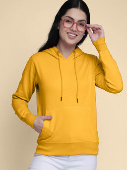 Free Authority - Women Regular Fit Yellow Hoodie