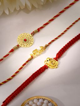 GIVA - 925 Silver Unwrap A Smile 3 Rakhis with Roli Chawal