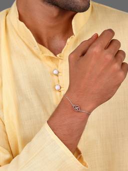 GIVA - 925 Silver Vintage Swastik Bracelet Rakhi with Roli Chawal
