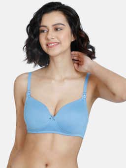 Zivame - Beautiful Padded Non-Wired 34th Coverage Maternity Nursing Bra-Little Boy Blue
