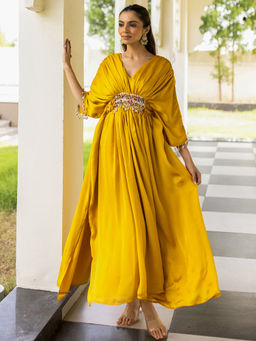 Lavanya The Label - Resham Leher Yellow Boho Kaftan