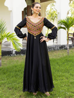 Lavanya The Label - Resham Leher Black Boho Dress