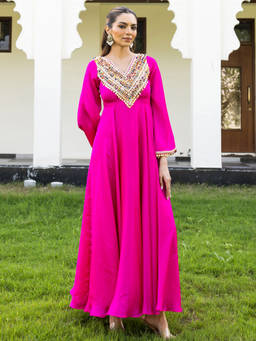 Lavanya The Label - Resham Leher Pink Boho Dress
