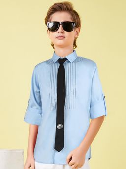 MASHUP - Boys Blue Printed Shirt with Tie