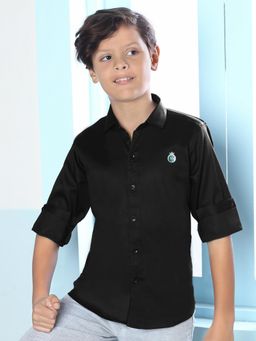 MASHUP - Boys Black Solid/Plain Shirt