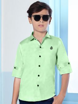 MASHUP - Boys Green Solid/Plain Shirt