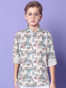 MASHUP - Boys White Printed Shirt
