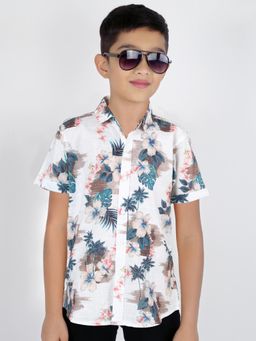 MASHUP - Boys White Printed Shirt