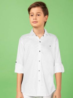 MASHUP - Boys White Solid/Plain Shirt