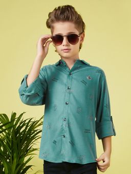 MASHUP - Boys Green Printed Shirt