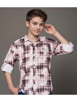 MASHUP - Boys Brown Checks Shirt