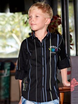 MASHUP - Boys Black Stripes Shirt