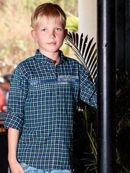 MASHUP - Boys Green Checks Shirt