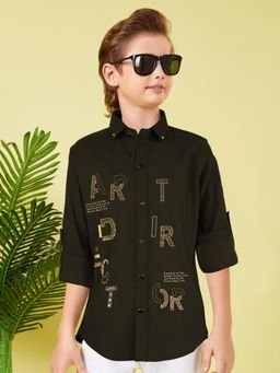 MASHUP - Boys Charcoal Embellished/Sequined Shirt