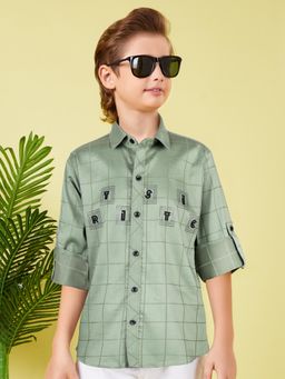 MASHUP - Boys Green Checks Shirt