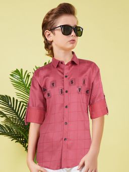 MASHUP - Boys Maroon Checks Shirt