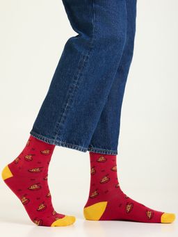 Mint & Oak - Ramen Bowl Red Calf Length Socks for Men