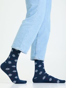 Mint & Oak - Blue Printed All Aboard Crew Socks