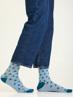 Mint & Oak - Blue Printed Fly Away Crew Socks