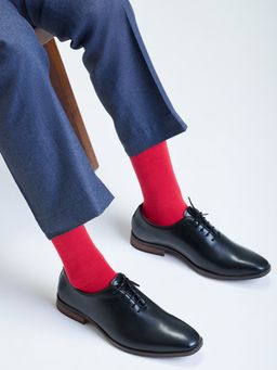 Mint & Oak - Red Solid/Plain Tomato Red Crew Socks