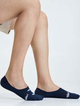 Mint & Oak - Navy Blue Printed Shark No Show