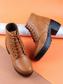 Shoetopia - Women Solid Tan Boots
