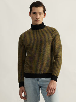 Antony Morato - Men Yellow Self Design Turtle Neck Full Sleeves Pullover Sweater