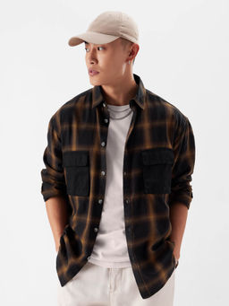 The Souled Store - Original Plaid: Black & Brown Men Utility Shirts