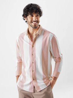 The Souled Store - Original Textured Stripes: Cerise Men Knit Shirts