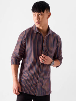 The Souled Store - Original Stripes: Red And Brown Men Knit Shirts