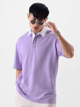 The Souled Store - Original Solids: Light Purple Men Oversized Polos