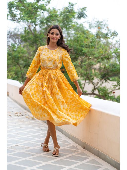 Buy Kiku Yellow Anarkali Dress Online