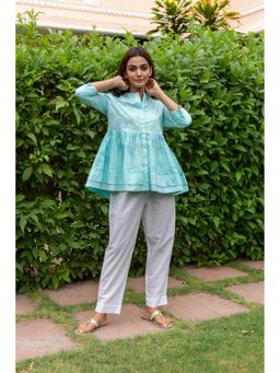 KIKU - Sea Green Short Flare Tunic