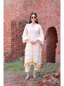 Mani Dua Khanna - Saanjh Ivory Tassel Kurta with Pant (Set of 2)