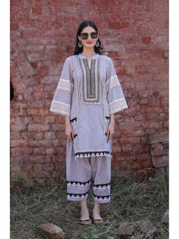 Mani Dua Khanna - Lavender Dream Geometric Kurta with Pant (Set of 2)