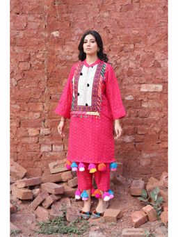 Mani Dua Khanna - Pink Tassels Kurta with Pant (Set of 2)